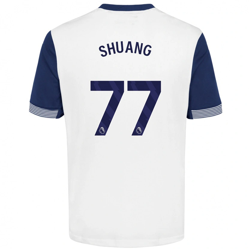 Danxen Enfant Maillot Wang Shuang #77 Blanc Bleu Tenues Domicile 2024/25 T-Shirt