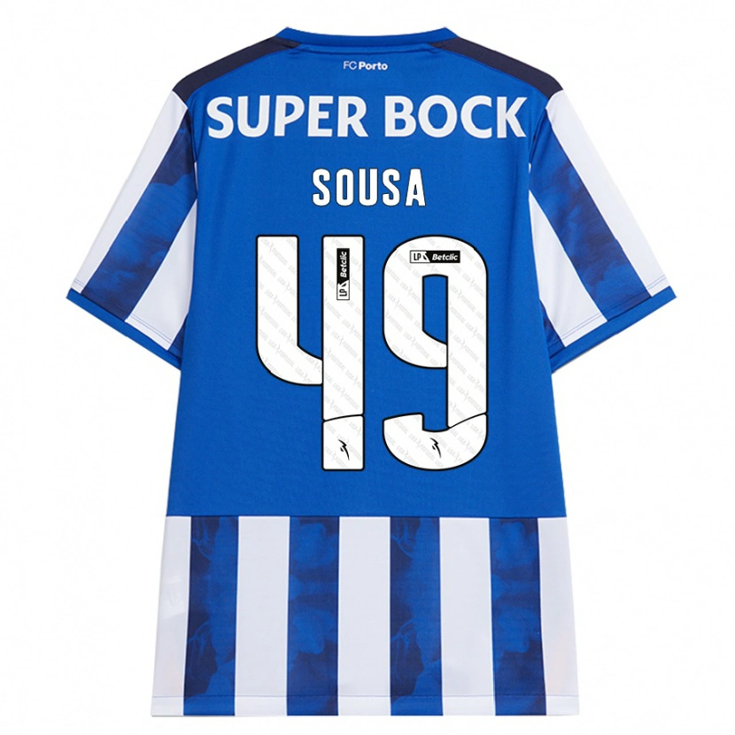 Danxen Enfant Maillot Gonçalo Sousa #49 Bleu Blanc Tenues Domicile 2024/25 T-Shirt