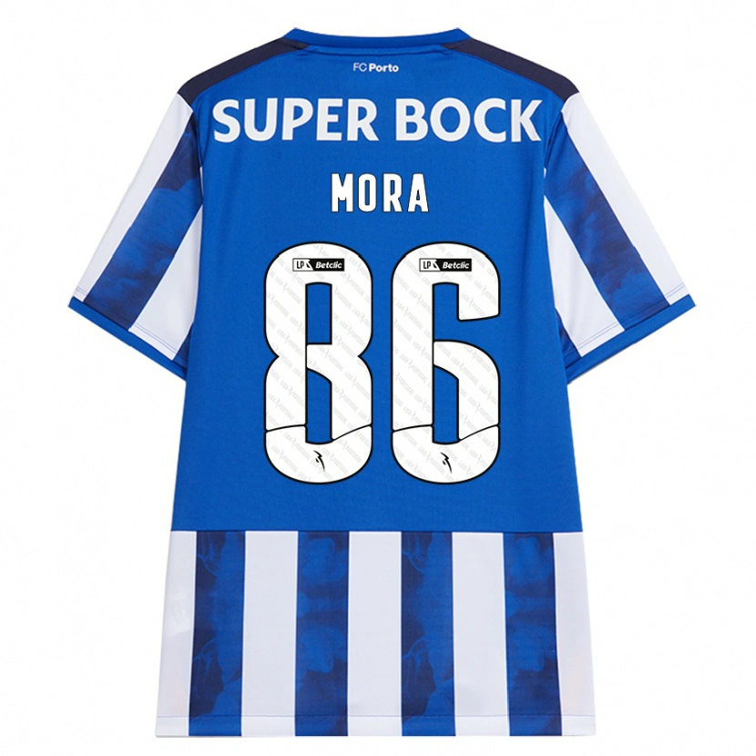 Danxen Enfant Maillot Rodrigo Mora #86 Bleu Blanc Tenues Domicile 2024/25 T-Shirt