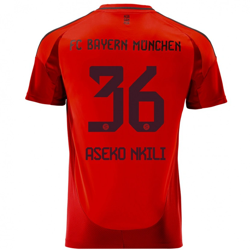 Danxen Enfant Maillot Noël Aséko Nkili #36 Rouge Tenues Domicile 2024/25 T-Shirt