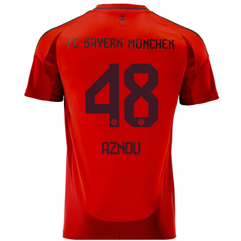 Danxen Enfant Maillot Adam Aznou #48 Rouge Tenues Domicile 2024/25 T-Shirt