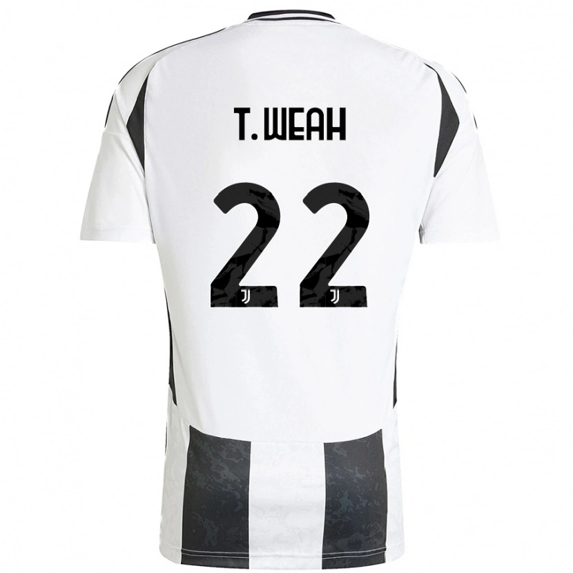 Danxen Enfant Maillot Timothy Weah #22 Blanc Noir Tenues Domicile 2024/25 T-Shirt