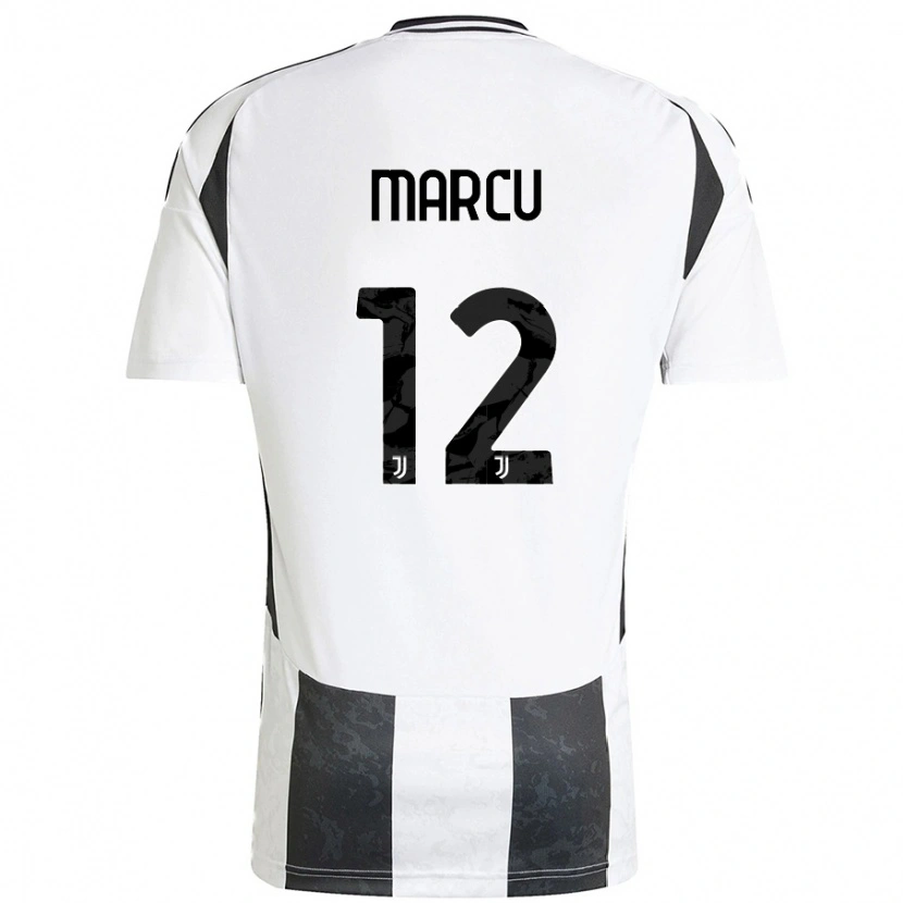 Danxen Enfant Maillot Alessio Marcu #12 Blanc Noir Tenues Domicile 2024/25 T-Shirt