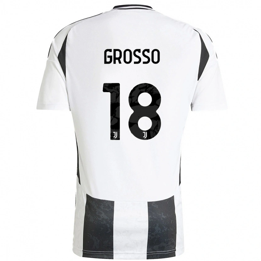 Danxen Enfant Maillot Filippo Grosso #18 Blanc Noir Tenues Domicile 2024/25 T-Shirt