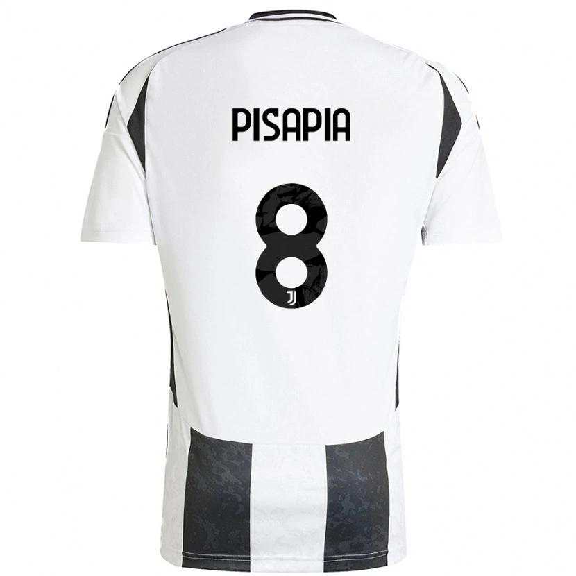 Danxen Enfant Maillot Luciano Pisapia #8 Blanc Noir Tenues Domicile 2024/25 T-Shirt