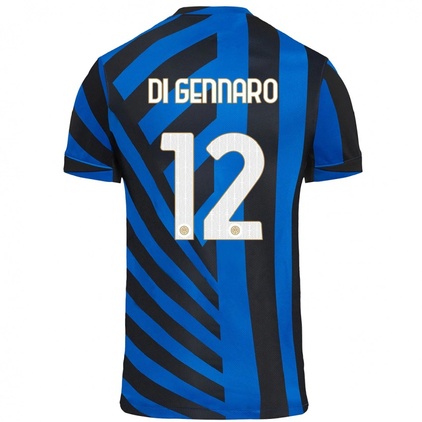 Danxen Enfant Maillot Raffaele Di Gennaro #12 Bleu Noir Tenues Domicile 2024/25 T-Shirt