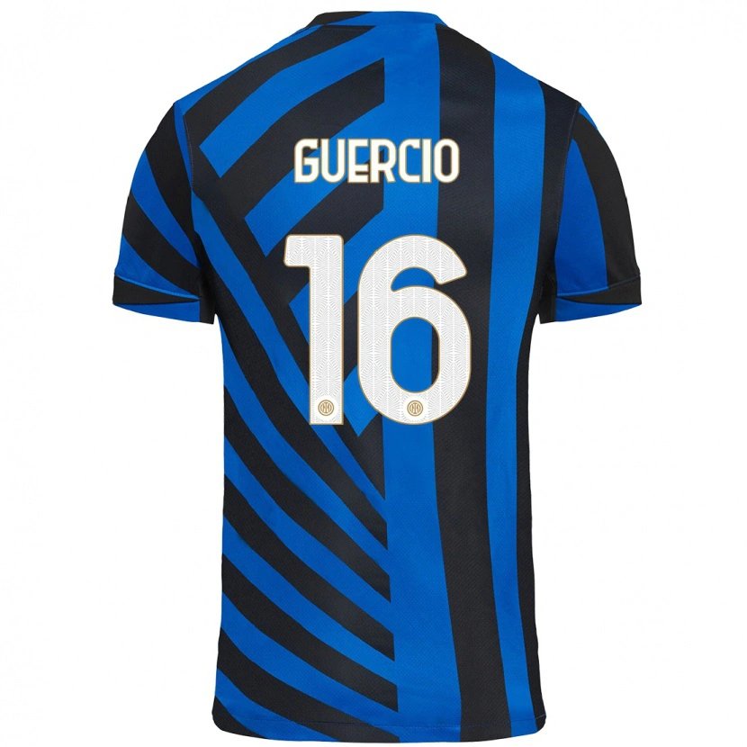 Danxen Enfant Maillot Tommaso Guercio #16 Bleu Noir Tenues Domicile 2024/25 T-Shirt