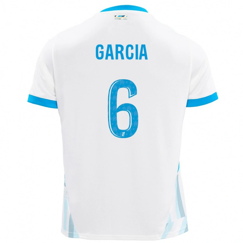 Danxen Enfant Maillot Ulisses Garcia #6 Blanc Bleu Ciel Tenues Domicile 2024/25 T-Shirt