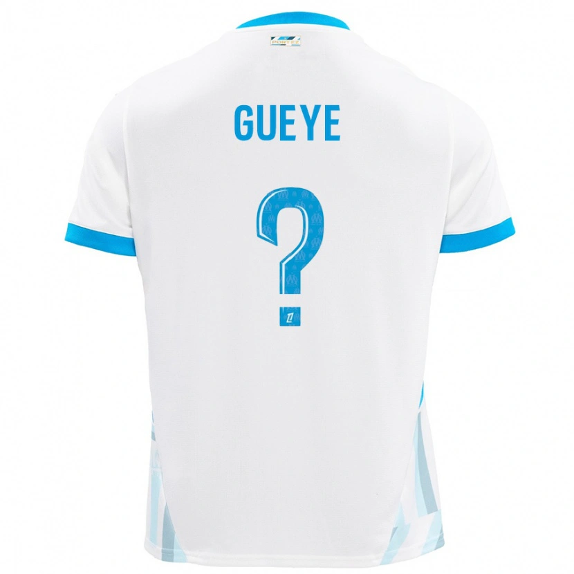 Danxen Enfant Maillot Daouda Gueye #0 Blanc Bleu Ciel Tenues Domicile 2024/25 T-Shirt