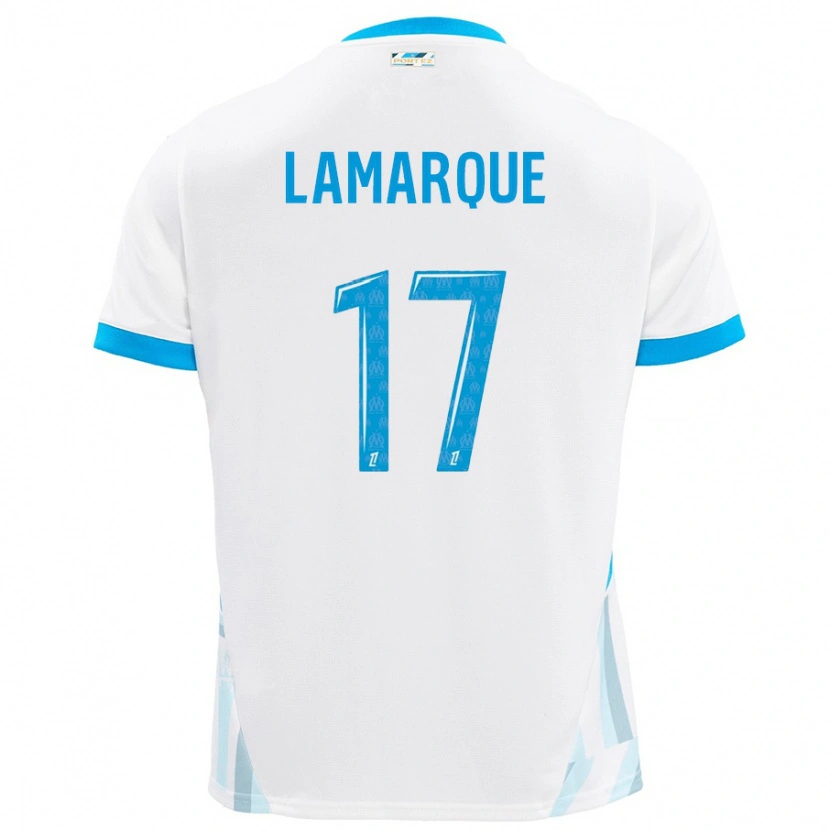 Danxen Enfant Maillot Alais Lamarque #17 Blanc Bleu Ciel Tenues Domicile 2024/25 T-Shirt