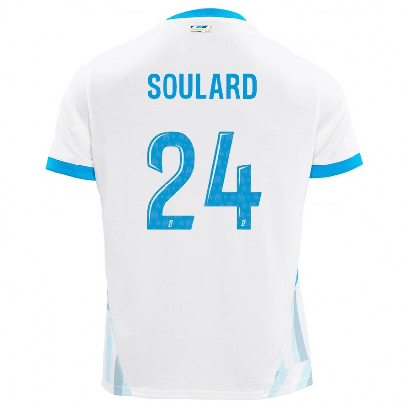 Danxen Enfant Maillot Amandine Soulard #24 Blanc Bleu Ciel Tenues Domicile 2024/25 T-Shirt