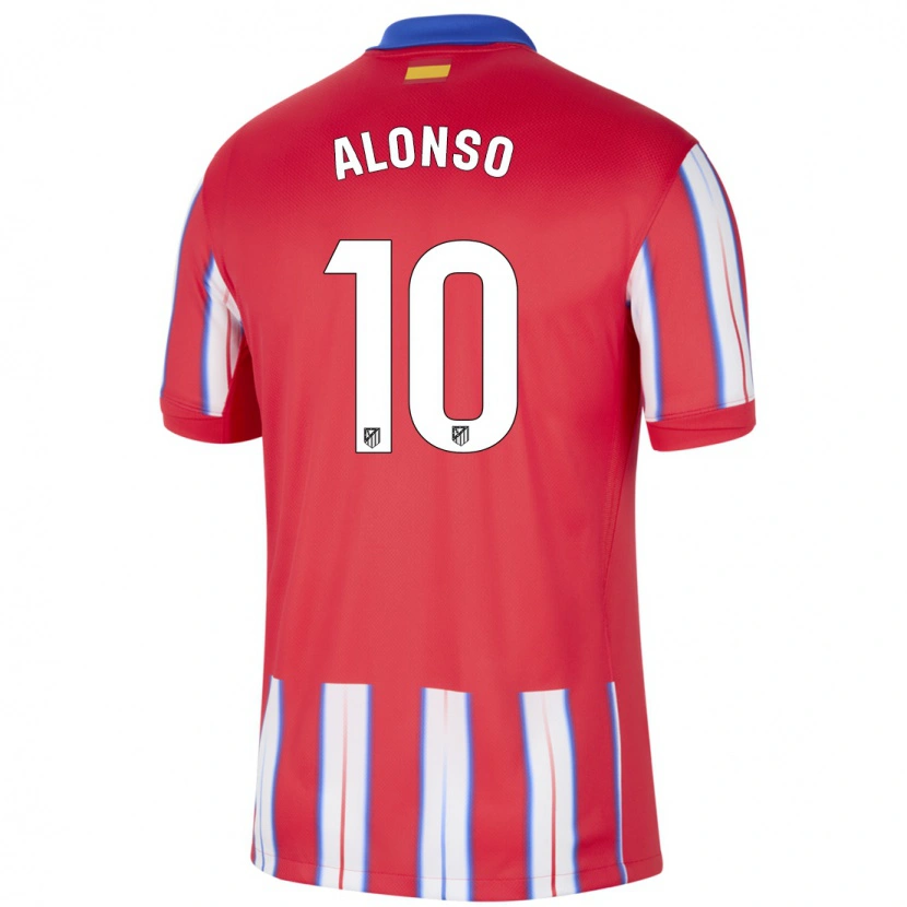Danxen Enfant Maillot Javi Alonso #10 Rouge Blanc Bleu Tenues Domicile 2024/25 T-Shirt
