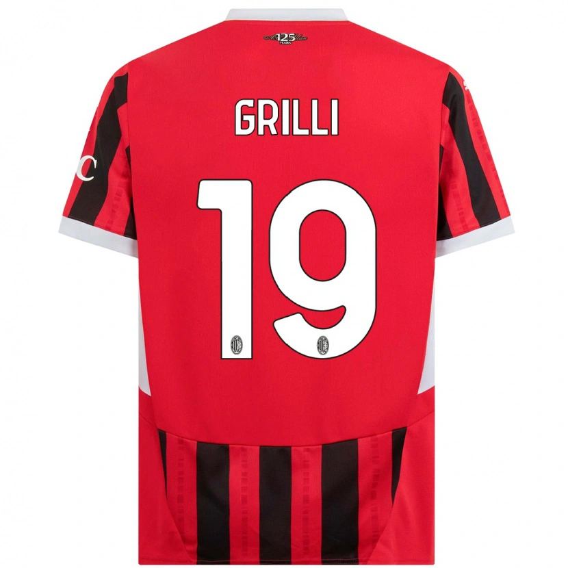 Danxen Enfant Maillot Lorenzo Grilli #19 Rouge Noir Tenues Domicile 2024/25 T-Shirt