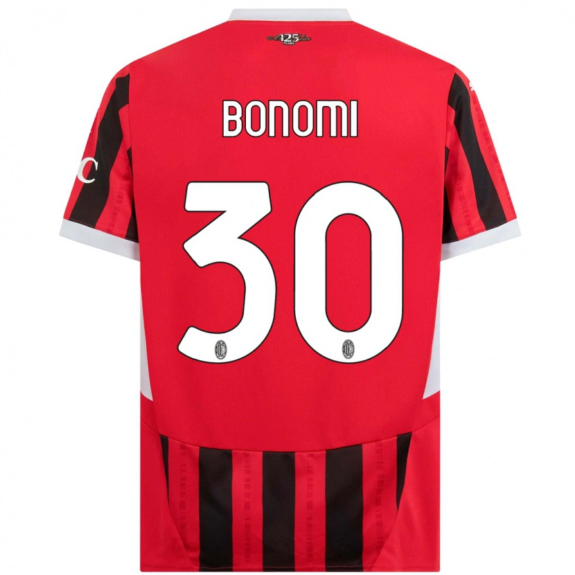 Danxen Enfant Maillot Alessandro Bonomi #30 Rouge Noir Tenues Domicile 2024/25 T-Shirt