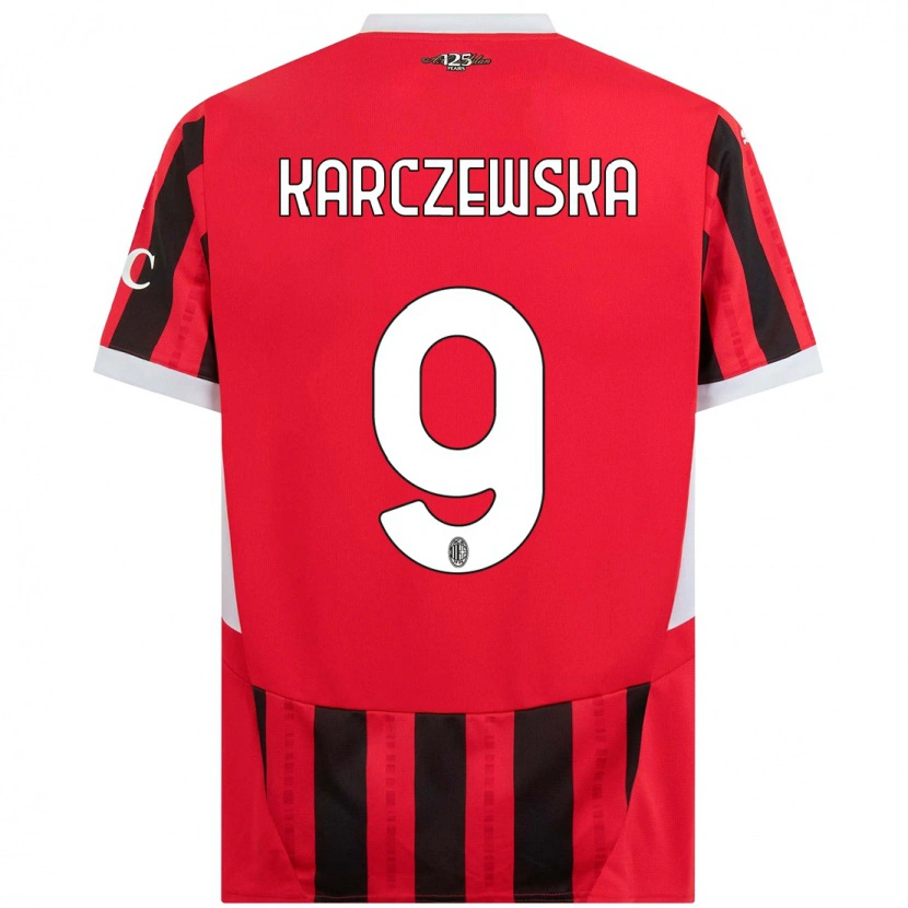 Danxen Enfant Maillot Nikola Karczewska #9 Rouge Noir Tenues Domicile 2024/25 T-Shirt