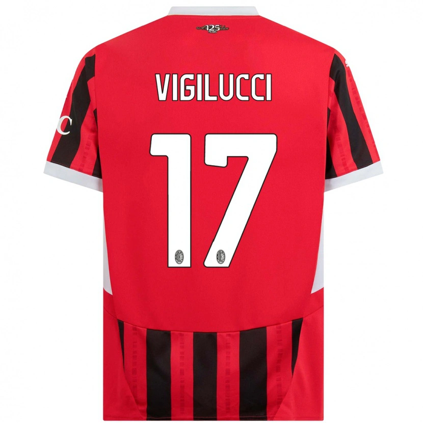 Danxen Enfant Maillot Valery Vigilucci #17 Rouge Noir Tenues Domicile 2024/25 T-Shirt
