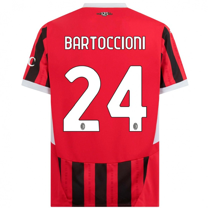 Danxen Enfant Maillot Andrea Bartoccioni #24 Rouge Noir Tenues Domicile 2024/25 T-Shirt