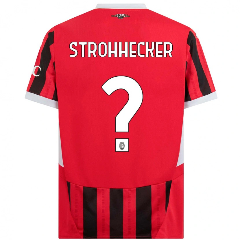 Danxen Enfant Maillot Riccardo Strohhecker #0 Rouge Noir Tenues Domicile 2024/25 T-Shirt