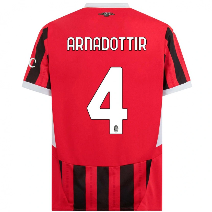Danxen Enfant Maillot Guony Arnadottir #4 Rouge Noir Tenues Domicile 2024/25 T-Shirt