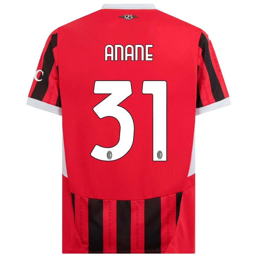Danxen Enfant Maillot Emmanuel Anane #31 Rouge Noir Tenues Domicile 2024/25 T-Shirt