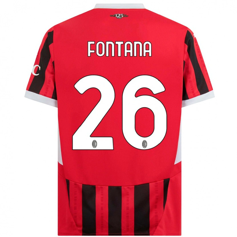 Danxen Enfant Maillot Francesco Fontana #26 Rouge Noir Tenues Domicile 2024/25 T-Shirt