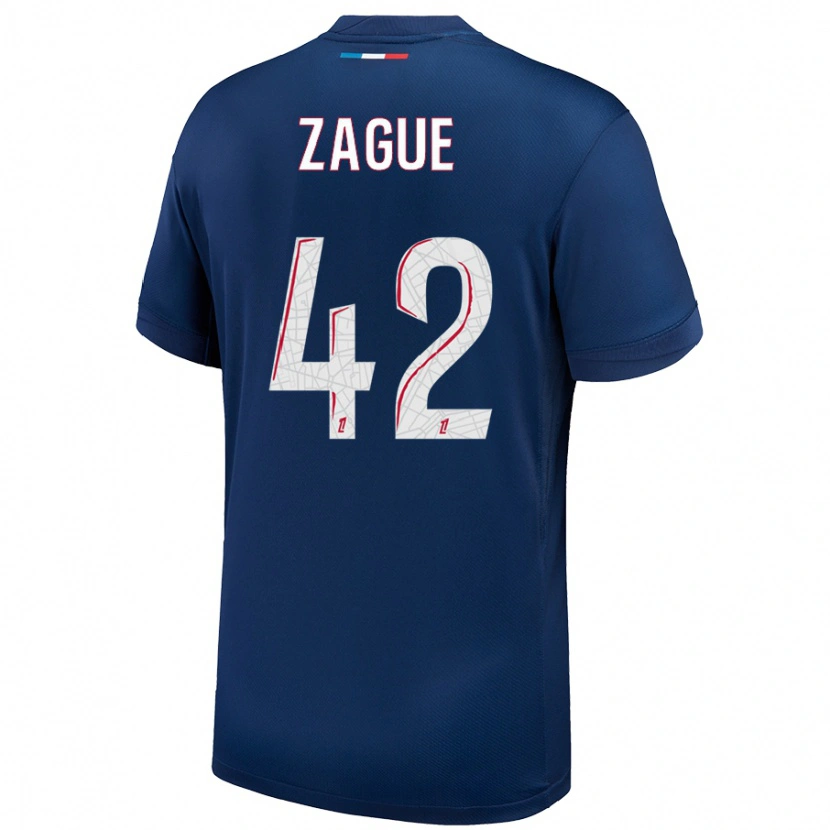 Danxen Enfant Maillot Yoram Zague #42 Bleu Marine Blanc Tenues Domicile 2024/25 T-Shirt