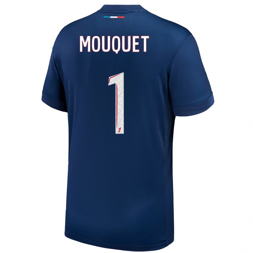 Danxen Enfant Maillot Louis Mouquet #1 Bleu Marine Blanc Tenues Domicile 2024/25 T-Shirt