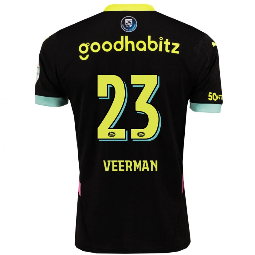 Danxen Enfant Maillot Joey Veerman #23 Noir Jaune Tenues Extérieur 2024/25 T-Shirt