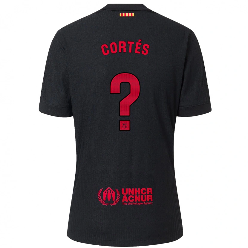 Danxen Enfant Maillot Álvaro Cortés #0 Noir Rouge Tenues Extérieur 2024/25 T-Shirt