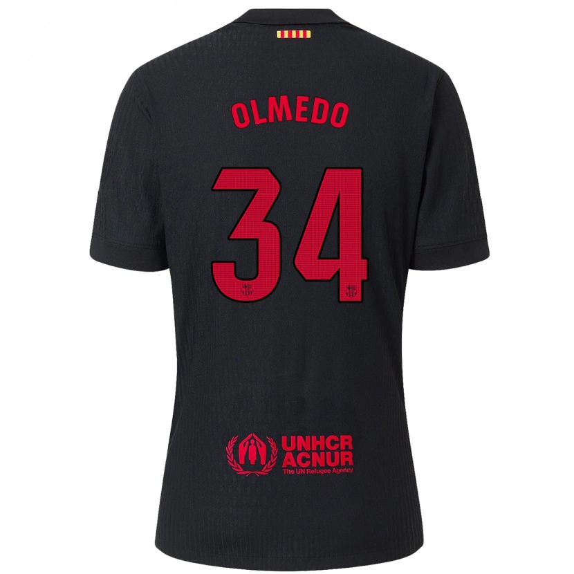 Danxen Enfant Maillot Alexis Olmedo #34 Noir Rouge Tenues Extérieur 2024/25 T-Shirt