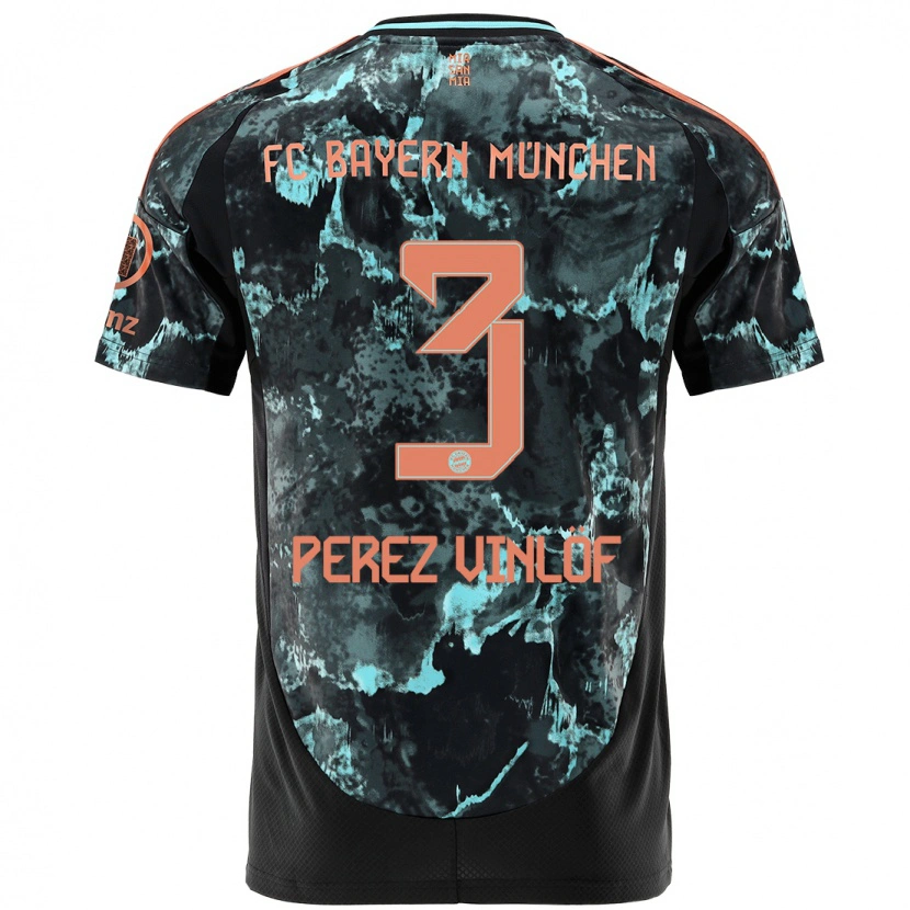 Danxen Enfant Maillot Matteo Perez Vinlöf #3 Noir Tenues Extérieur 2024/25 T-Shirt