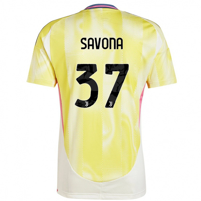 Danxen Enfant Maillot Nicolò Savona #37 Jaune Solaire Tenues Extérieur 2024/25 T-Shirt