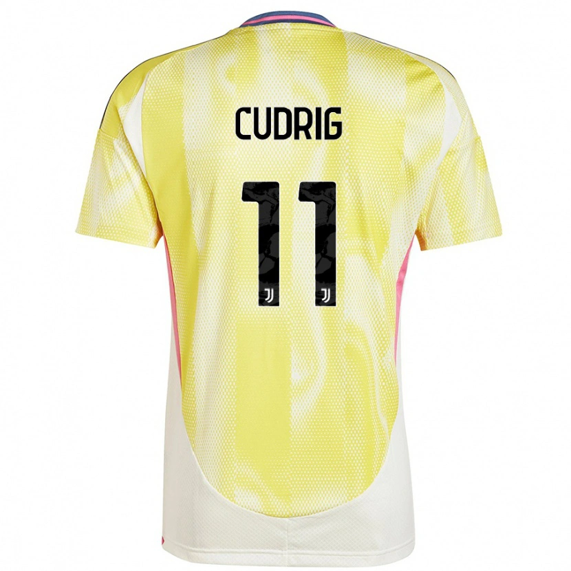 Danxen Enfant Maillot Nicolò Cudrig #11 Jaune Solaire Tenues Extérieur 2024/25 T-Shirt