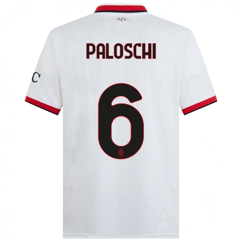 Danxen Enfant Maillot Dorian Paloschi #6 Blanc Noir Rouge Tenues Extérieur 2024/25 T-Shirt