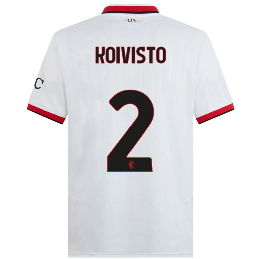 Danxen Enfant Maillot Emma Koivisto #2 Blanc Noir Rouge Tenues Extérieur 2024/25 T-Shirt