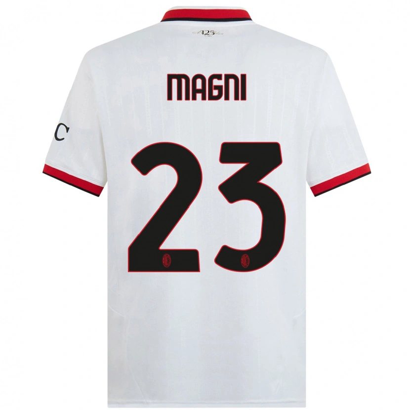 Danxen Enfant Maillot Vittorio Magni #23 Blanc Noir Rouge Tenues Extérieur 2024/25 T-Shirt