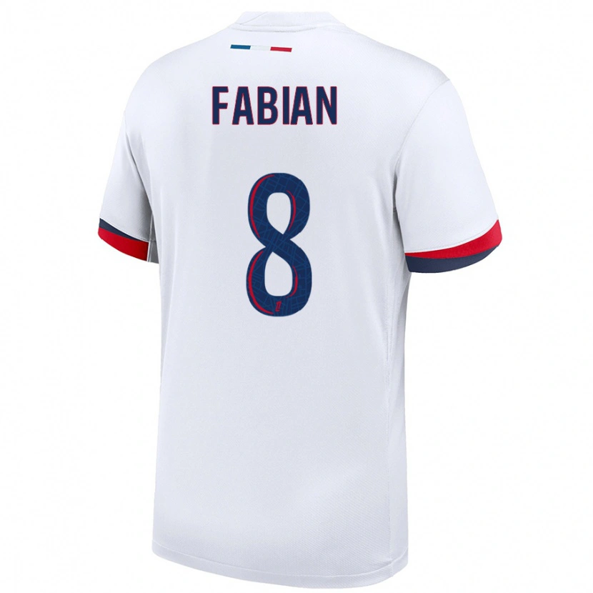 Danxen Enfant Maillot Fabián Ruiz #8 Blanc Bleu Rouge Tenues Extérieur 2024/25 T-Shirt