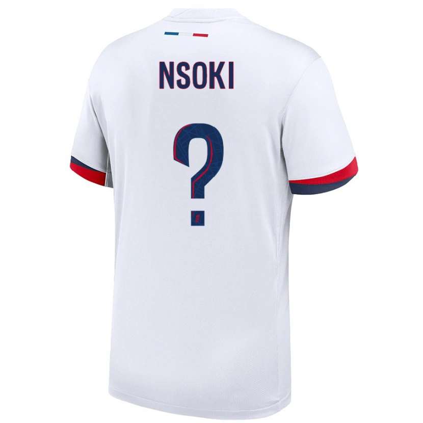 Danxen Enfant Maillot Noah Nsoki #0 Blanc Bleu Rouge Tenues Extérieur 2024/25 T-Shirt