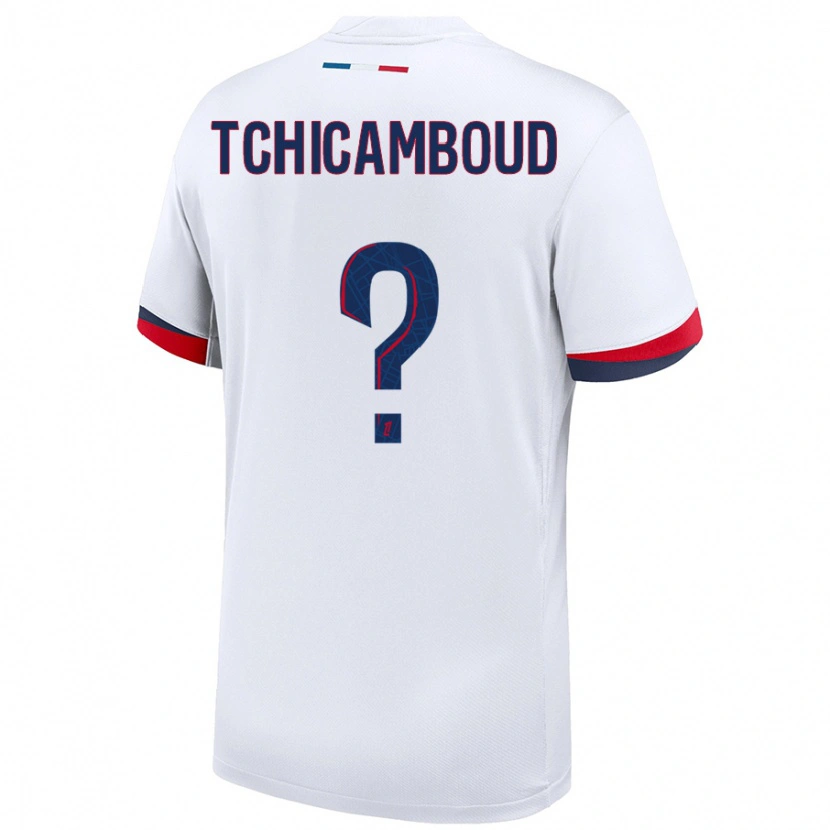 Danxen Enfant Maillot Queyrell Tchicamboud #0 Blanc Bleu Rouge Tenues Extérieur 2024/25 T-Shirt