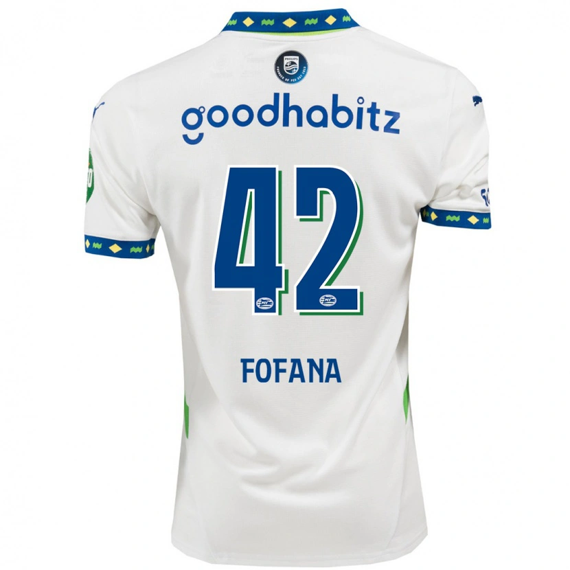 Danxen Enfant Maillot Fodé Fofana #42 Blanc Bleu Foncé Troisieme 2024/25 T-Shirt