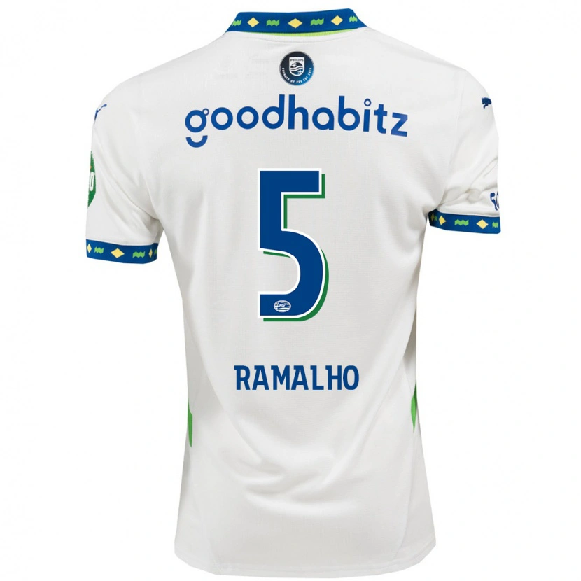 Danxen Enfant Maillot André Ramalho #5 Blanc Bleu Foncé Troisieme 2024/25 T-Shirt