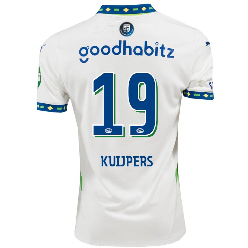 Danxen Enfant Maillot Jeslynn Kuijpers #19 Blanc Bleu Foncé Troisieme 2024/25 T-Shirt