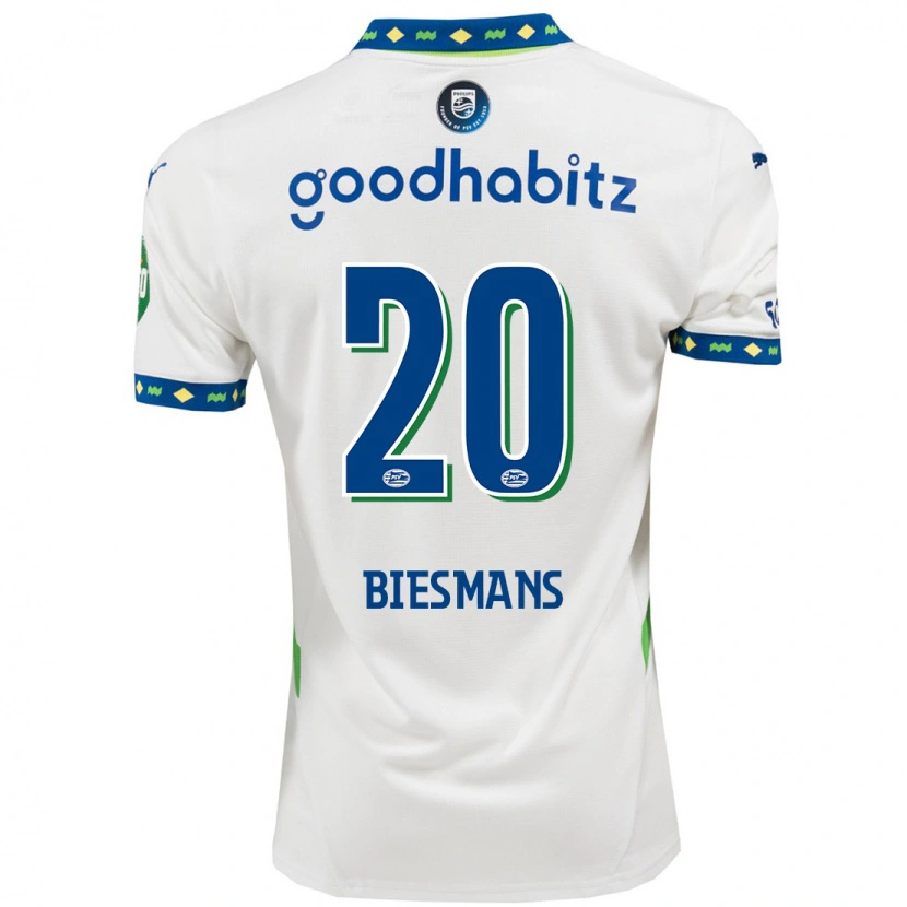 Danxen Enfant Maillot Julie Biesmans #20 Blanc Bleu Foncé Troisieme 2024/25 T-Shirt