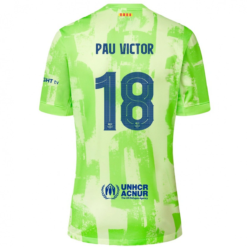 Danxen Enfant Maillot Pau Víctor #18 Citron Vert Troisieme 2024/25 T-Shirt