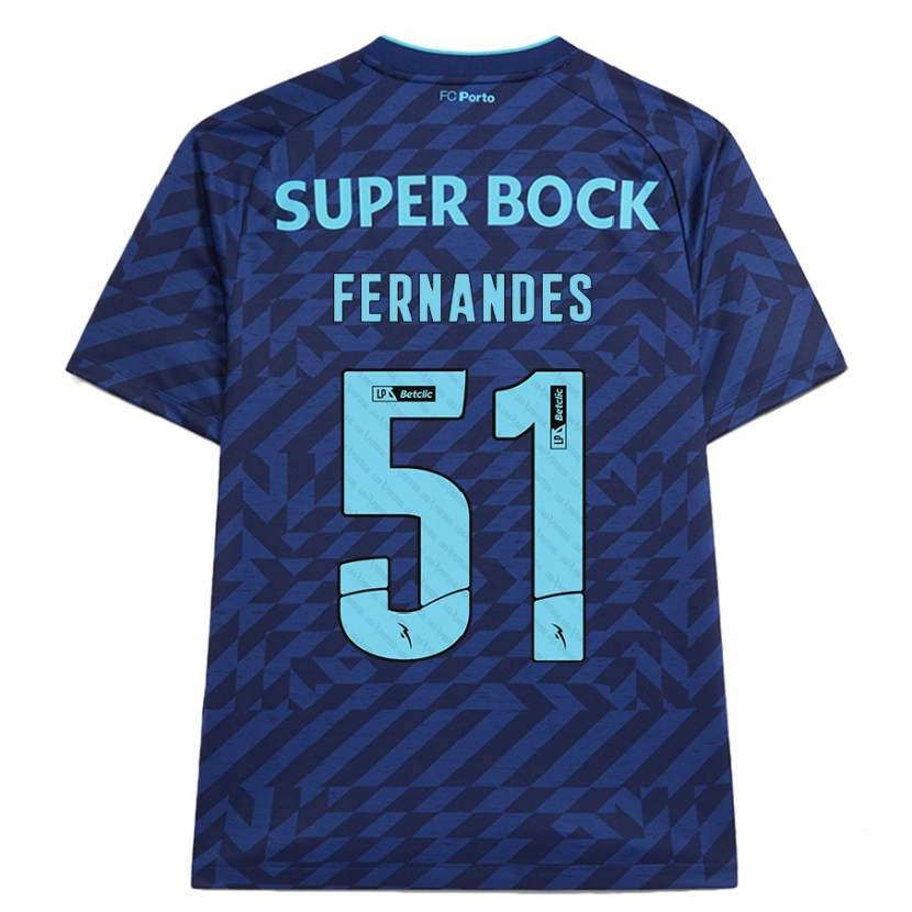 Danxen Enfant Maillot Diogo Fernandes #51 Bleu Marine Troisieme 2024/25 T-Shirt
