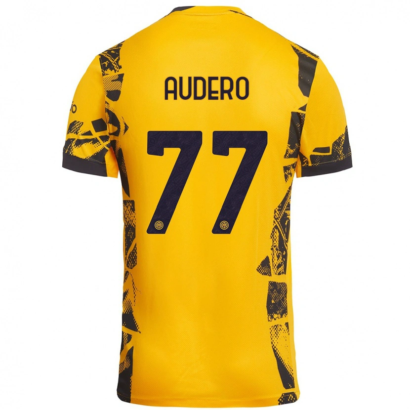 Danxen Enfant Maillot Emil Audero #77 Doré Noir Troisieme 2024/25 T-Shirt