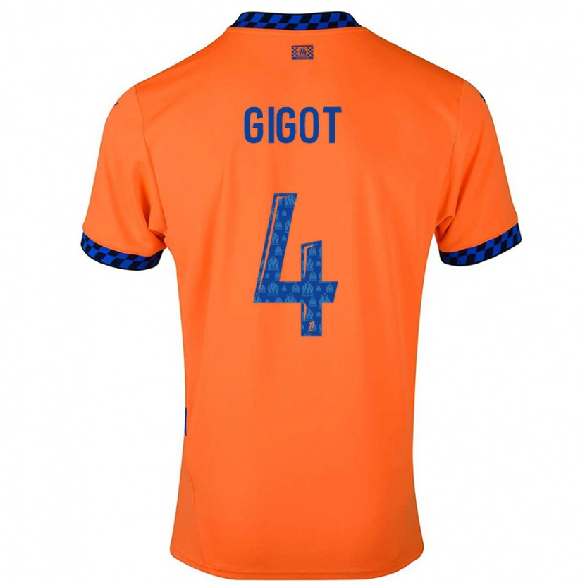 Danxen Enfant Maillot Samuel Gigot #4 Orange Bleu Foncé Troisieme 2024/25 T-Shirt