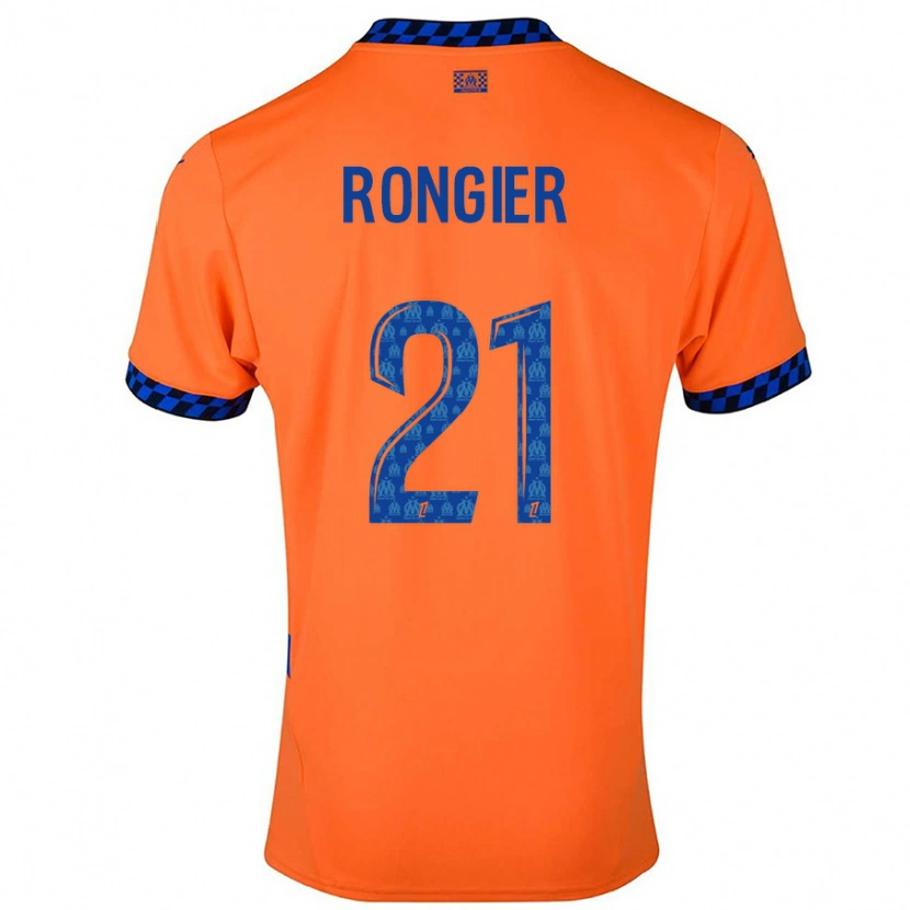 Danxen Enfant Maillot Valentin Rongier #21 Orange Bleu Foncé Troisieme 2024/25 T-Shirt