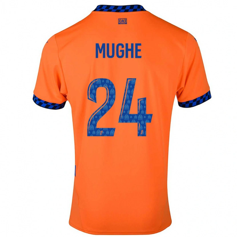 Danxen Enfant Maillot François Mughe #24 Orange Bleu Foncé Troisieme 2024/25 T-Shirt