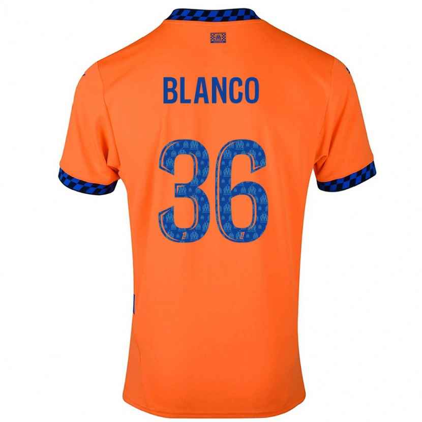 Danxen Enfant Maillot Rubén Blanco #36 Orange Bleu Foncé Troisieme 2024/25 T-Shirt